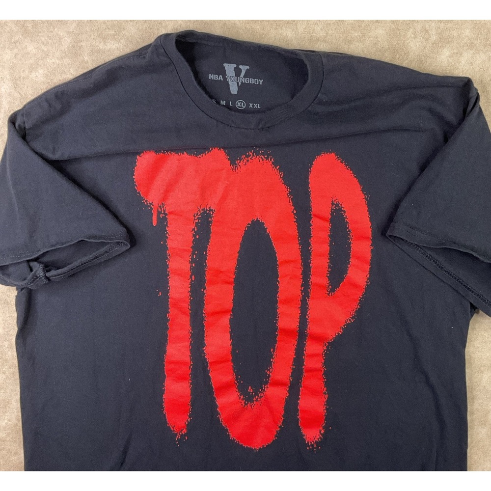 Vlone x NBA‎ Youngboy T-Shirt TOP Rap Album Graphic Tee Black Red Men Sz XL USA